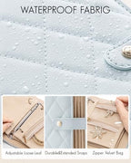 VLANDO Travel Jewelry Case,Portable Jewelry Organizer Box with Clear Zipper Velvet Jewelry Pouch,Gifts for Traveler Women Girls-Baby Blue - color: Baby Blue