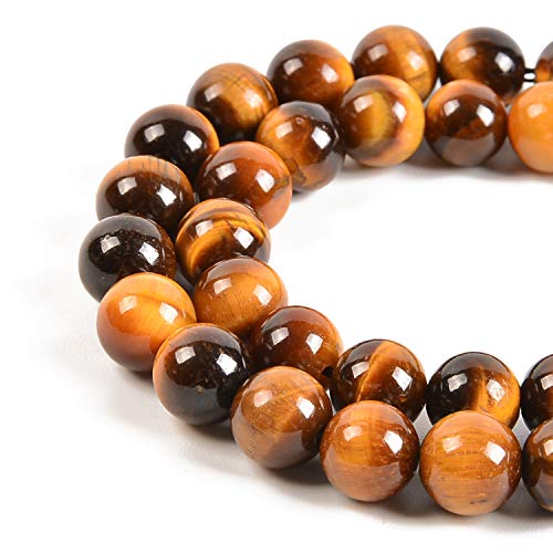 36pcs 10mm Natural Yellow Tiger's Eye Gemstone Round Spacer Loose Stone Beads for Jewelry Making 15.5" 1 Strand (Yellow Tiger's Eye, 10mm 36Beads) - color: Yellow Tiger's Eye, size: 10mm 36Beads