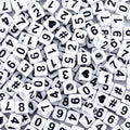 800Pcs Square Number and Heart Beads, 6X6mm White and Black Acrylic Beads for Friendship Bracelets Making - color: Black Number White Beads