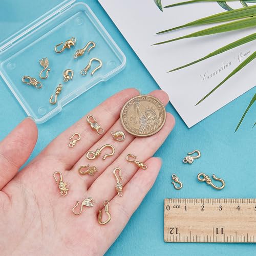 PH PandaHall 20PCS Stainless Steel S-Hook Clasps, 10 Styles Golden S-Hook Jewelry Clasp Necklace Clasp Connectors for Necklace Bracelet Pendant Purse Making Keychain Handmade Crafts Jewelry - color: Gold