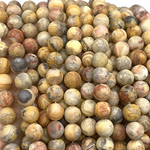 ABCGEMS Velvet-Matte-Finished Mexican Honey Crazy Lace Agate Beads (Enhance The Stone's Inherent Texture and Nature Hues with a Non-Glare Aesthetic) Smooth Round 8mm (Non-Shiny) - color: Honey Crazy Lace Agate (From Mexico)
