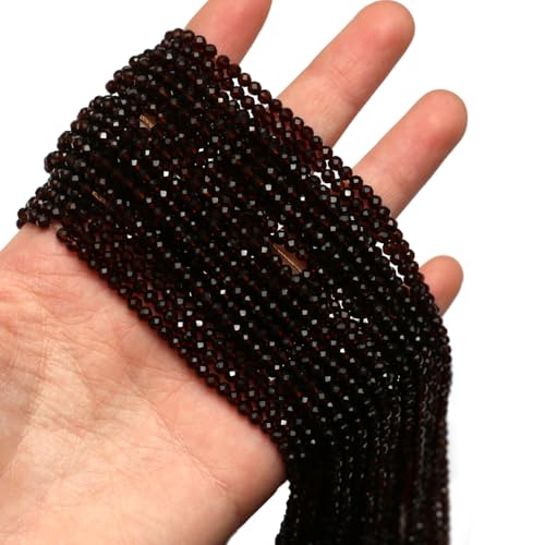 10 Strands Spinel Beads Artificial Faceted Small Round Loose Beads 3mm 15 inch for Jewelry Making Charms Necklace Bracelet - color: Black