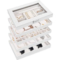 ProCase 5 Layers Stackable Jewelry Tray Box, Stackers Jewelry Trays for Dresser Drawer Storage, Jewelry Organizer Case with Lid -White