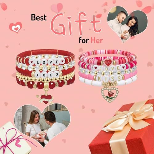 3500pcs Pink Clay Beads for Bracelets Making Kit, 6mm Heishi Polymer Flat Round Disc Clay Beads for Jewelry Making Pink - color: Pink