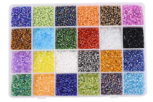 Mandala Crafts 11/0 Glass Seed Beads for Beadwork – 21000 Pcs 2mm Rainbow Hexagon Small Rocaille Beads for Jewelry Making, Necklace Bracelet Earring Craft Supplies - color: Rainbow Combo, size: Hexagon 11/0 or 2 mm