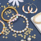 1500pcs 6mm Gold Flat Round Spacer Beads Disc Loose Jewelry Making Beads for DIY Bracelet Necklace Earring Craft Supplies - color: Gold