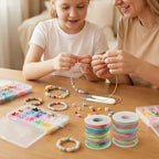 Jewelry Making String Set Elastic Cord Non‑Elastic Beading Thread with Needles and Scissors, Rainbow Stretchy String for Bracelets Beading DIY Crafts
