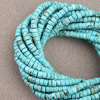 150PCs Natural Blue Turquoise Spacer Beads, Loose Semi Precious Flat Round Gemstone Heishi Disc Stone Beads for Beading Jewelry Making 4mm*2mm 38cm - color: Blue Turquoise, size: 4MM*2MM