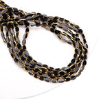 Glass Rice Beads Black 4x6mm 50pcs Faceted Oval Golden Edge Crystal Loose Beads for DIY Craft Jewelry Making - color: Black