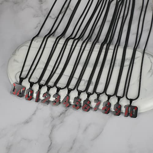 AIAINAGI Baseball Number Necklace - Stainless Steel Chain Pendant for Men Athletes 00-99 Jersey Number Gift - color: Black, style: 6