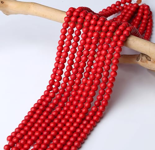 Natural Red Turquoise Stone Beads 100Pcs 8mm Crystal Beads Loose DIY Round Stone Bead for Bracelet Necklace Earrings Making - color: C-Red Turquoise, size: 100pcs