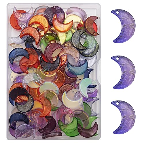 INSPIRELLE 100pcs Moon Crescent Crystal Glass Tiny Hanging Beads for Jewelry Making and DIY Craft Accessories (Mixed, 11 * 16mm) - color: Moons