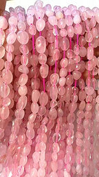 6-8mm Natural Rose Quartz Nuggets Oval Free Tumbled Pebble Semi Precious Gemstone Loose Stone Beads Approx 15.5 inch for DIY Jewelry Making - color: Rose Quartz