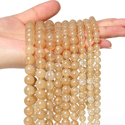 45pcs 8mm Natural Stone Beads Gold Rutilated Quartz Beads Crystal Gemstone for Jewelry Making, DIY Bracelet Necklace - color: Gold Rutilated Quartz, size: 8mm