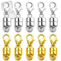 Lightweight Magnetic Necklace Clasps – 12 Pack Strong-Magnetic Lobster Clasp Extenders, Gold & Silver Jewelry Closures for Quick On/Off and Comfortable Everyday Wear - color: Gold, Silver