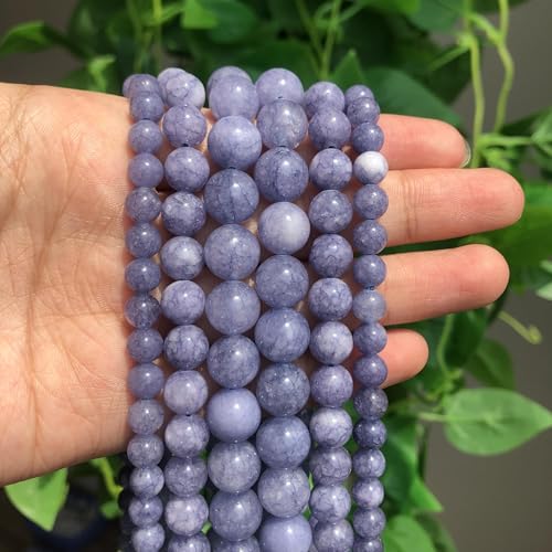 Yochus 35pcs Blue Angelite Stone Beads，10mm Healing Power Natural Stone Round Loose Beads for Jewelry Making Earring Necklace DIY Crafts - color: Blue Angelite, size: 10mm 35beads