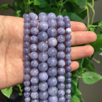 Yochus 60pcs Blue Angelite Stone Beads，6mm Healing Power Natural Stone Round Loose Beads for Jewelry Making Earring Necklace DIY Crafts - color: Blue Angelite, size: 6mm 60beads