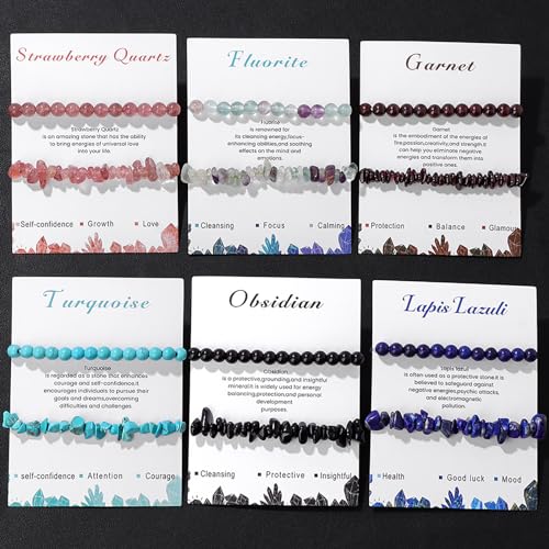 Healing Crystal Bracelets for Women 2 PCS 6mm Natural Stone Bracelet Stretch Crystal Beaded Bracelets Handmade Gemstone Bracelet Jewelry Gifts Christmas Gifts for Women Girls - style: lapis lazuli