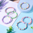 Elecrelive Glass Round Beaded Bracelet Set Clay Beaded Bracelets Stretch Bracelets - color: 6 Colors