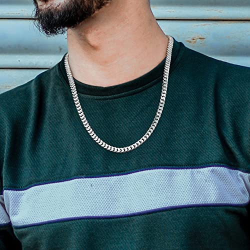 OCHCOH 925 Sterling Silver Clasp 3mm3.5mm4mm5mm7mm Cuban Link Chain Necklace for Men Diamond Cut Silver Chain Necklace for Women 16 18 20 22 24 26 28 30 Inch - size: 30 Inch, style: 7mm
