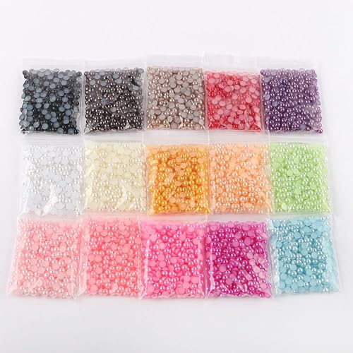 2500pcs 6mm Half Round Pearl Beads Mixed 15 Colors Cabochon Flatback Gem DIY Scrapbooking Shoes Phone Nail Art Making Crafts Material - size: 6mm 2500pcs