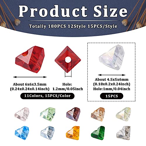 Cheriswelry 165Pcs Transparent Triangle Glass Beads 4.5mm Colorful Faceted Crystal Beads Bulk 11 Styles for DIY Necklace Bracelet Earrings Jewelry Making Crafts - color: Mixed Color-Triangle