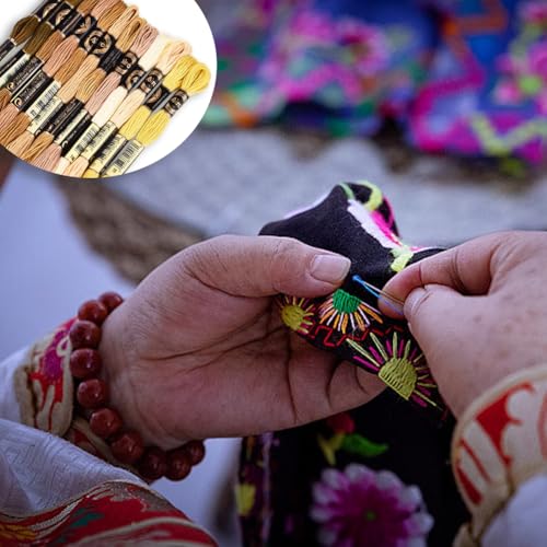 12 Skeins 6 Strands Variegated Embroidery Floss Thread Gradient Friendship Bracelet String Polyester Cross Stitch Yarn Threads Bulk for Hand Sewing Jewelry Bracelets Making Crafts Stitching - color: Fall Color