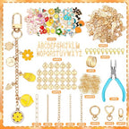 AUGSUN 439Pcs Charm Keychain Making Kit, Including 162 Charms 30 Keychain Clips Hooks 25 Extender Chains 200 Jump Rings and Jewelry Plier, Bulk Bag Charm Keychain Kit for DIY Keychains Making Craft