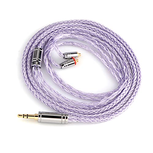 Linsoul Tripowin Zonie IEM Cable, 16 Core Silver Plated Earphone Upgraded Cords, 1.25m SPC in Ear Monitor Cable for 7HZ Timeless AE TINHIFI T2 PRO T3 T4(MMCX, 3.5mm)(Lavender) - color: Lavender