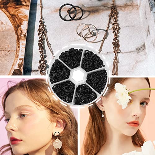 1000Pcs Black O Ring Connectors Metal Open Jump Rings Set 304 Stainless-Steel Jump Rings for Jewelry Making Connectors 4mm 5mm 6mm 7mm 8mm 10mm (Black)