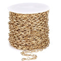 33FT Gold Paperclip Chain Jewelry 3MM 18K Gold PVD Plated Stainless Steel Paperclip Link Chain Roll Bulk for Jewelry Making - color: 3mm gold