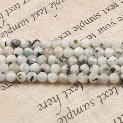 Song Xi 120pcs 3mm Natural Blackpoint Moonstone Gemstone Beads Faceted Round Loose Stone Beads for Jewelry Making (1 Strand) - color: Blackpoint Moonstone, size: 2.8-3.3mm