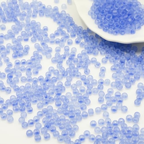 3mm Frosted Glass Beads Bulk, 2000 Pcs Jewelry Making Beads for Friendship Bracelet, Pendants, Key Chains, Necklaces, Hairpins (Royal Blue) - color: Royal Blue, size: 3mm