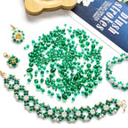 1500 Pcs Crystal Glass Beads for Jewelry Making – 12 Styles Bicone, Rondelle, Cube, Teardrop & 3mm Spacer Beads, DIY Bracelet Necklace Earring Craft Kit(Malachite Green) - color: Malachite Green