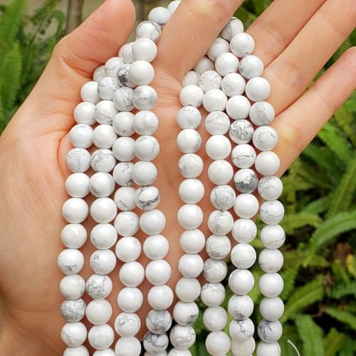 90pcs Adabele Natural White Howlite Healing Gemstone 4mm (0.16 inch) Small Round Beads Gem Stone Spacer for DIY Craft Jewelry Making GY4-4 - color: Howlite, size: 4mm (90pcs/1 Strand)