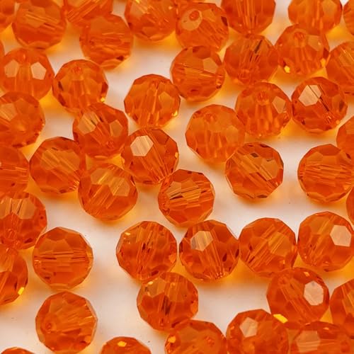 400pcs 3mm Round Crystal Glass Beads for Jewelry Making, Faceted Crystal Glass Spacer Beads for Bracelet Earring Necklace DIY Craft(Dark Orange) - color: Dark Orange, size: 3mm