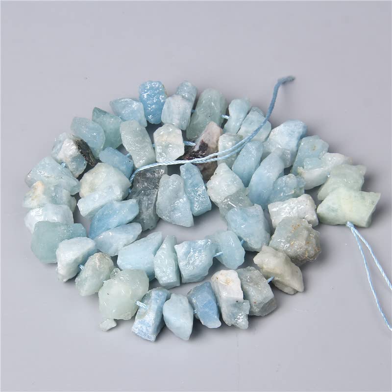 10-13mm Natural Irregular Freeform Raw Aquamarine Stone Nugget Beads Reiki Crystal Healing Minerals Quartz Bead DIY Jewelry Making - color: Aquamarine