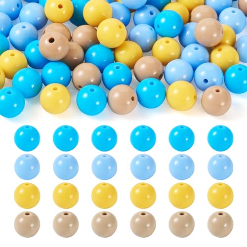 100 Pcs 11.5-12mm Bubblegum Beads Opaque Acrylic Chunky Loose Spacer Round Focal Beads for Jewelry Making Bracelet Necklace Keychain Craft Art Making,Hole:1.8mm,Deep Sky Blue - color: Deep Sky Blue