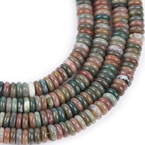 JOE FOREMAN 2x6mm Natural Green India Agate Stone Semi-Gemstone Heishi Disc Rondelle Spacer Beads for Jewelry Making Full 15" Strand Energy Stone Healing Power Crystal - color: Green India Agate