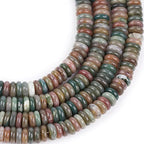 JOE FOREMAN 2x6mm Natural Green India Agate Stone Semi-Gemstone Heishi Disc Rondelle Spacer Beads for Jewelry Making Full 15" Strand Energy Stone Healing Power Crystal - color: Green India Agate