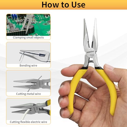 BOOSDEN 5" Needle Nose Pliers-10 Pack, Jewelry Pliers Set with Side Cutter, Mini Fine Tip Precision Pliers for Jewelry Making, Electronics, Craft, Beading - Bulk Classroom Set for Teachers & Hobbyists - size: 5''-10 pack