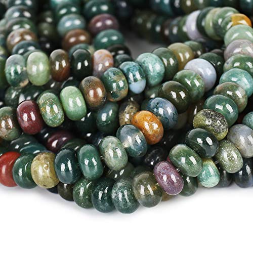 ICAI Beads 5x8mm Natural (India Agate, 5x8) Beads Rondelle Spacer Loose Beads for Jewelry Making DIY Crafts Design 1 Strand 15" APPR - color: India Agate, size: 5x8
