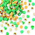 SUNNYCLUE 1 Box 300pcs St Patricks Day Clay Beads Clover Shaped Beads Green Irish Three Leaf Clover Horseshoes Shape Polymer Clay Heishi Disc Bead for Jewelry Making Supplies Holiday Festival Gifts - style: Style 1