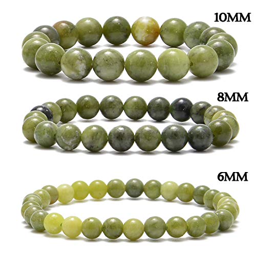 NCB 100pcs Gemstone Round Loose Beads Wholesale 6mm Natural Stone Beads with Elastic String for Bracelets Jewelry Making (Canadian Jade, 6mm 100Beads) - color: Canadian Jade, size: 6mm 100Beads
