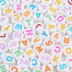 Song Xi 1200pcs White Heart Acrylic Alphabet Beads - Colorful Letter Beads 4x7mm for Bracelets and Jewelry Making - color: 1200pcs white heart colorful