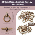 Heather's cf Toggle Jewelry Clasps – Durable Quality, Antique Swirling Copper Finish Toggle Clasps & Closures for Necklace, Bracelet & Charms – Ideal for DIY, & Jewelry Making – Medium (Set of 23) - color: Medium copper toggle clasp