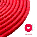 QiQnHngD 10 Strands Red Clay Beads for Friendship Bracelets, Heishi Beads for Bracelet Stack, Flat Spacers for Jewelry Making (Red) - color: Red