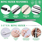 Yauhar 14Pcs Jewelry Making Tool Set Contains Flat Nose Jewelry Pliers, V-Slot Bench Pin Clamp, Wood Ring Mandrel Shaper, Rings Size Measuring Tools, Mallet Hammer, Steel Ring Sizing Gauge Sizers