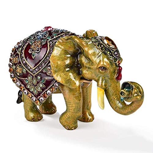 KALIFANO Elephant with Headdress Jewelry Box/Stash with Element Crystals and Gemstones Made for Storage and Organization - Handmade Earring, Necklace, and Ring Box (Collectible Oranament) - color: Elephant
