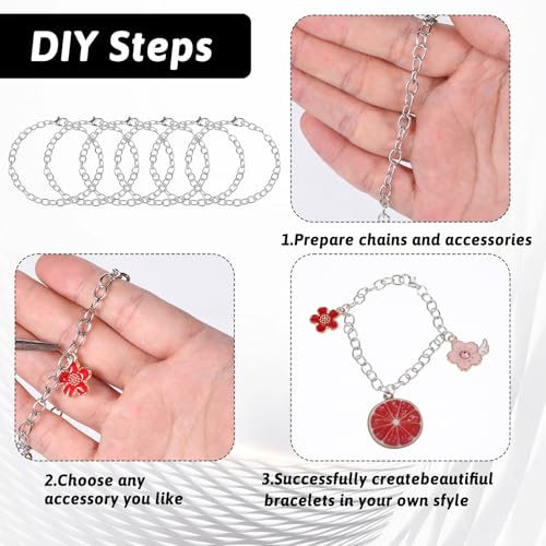 cobee 12 Pcs Charm Bracelet Chain, Metal Silver Chain Bracelet with Lobster Clasps for Women Bracelet Chain Bracelets Jewelry Making Crafts Supplies Men Gifts(Gold and Silver) - color: Gold + Silver